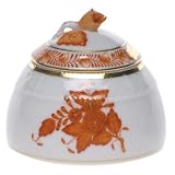 Herend Chinese Bouquet Rust Honey Pot w/ Rose