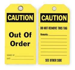 Industrial Grade 2RMV7 Accident Prevention Tag, Caution, Pk 25