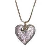 Pink Heart Charm Necklace 14K Gold Plate Snake Chain Lampwork Glass Moonstone