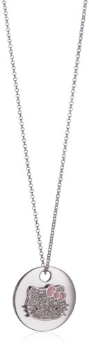 Hello Kitty White Sapphire And Diamond Disk Sterling Silver Pendant, 18
