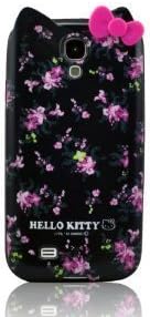 W-RainBow Hello Kitty Pattern Mixed flowers TPU Case for Samsung Galaxy S4 SIV i9500(Hot Pink Flowers & Bow Case Black)