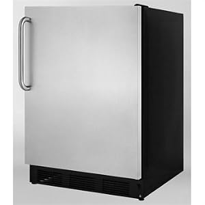 Summit: ALB753BSSTBR 24'' Compact All-Refrigerator with Adjustable Glass Shelves, Automatic Defrost,