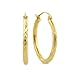 14K Yellow Gold Diamond Cut Tube Hoop Earrings title=