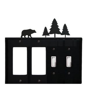Village Wrought Iron Inc Bear and Pine Trees – Double GFI and Double Switch Electric Cover