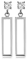 Silver E5579-CZ Stud Earrings with Rectangular Hoop