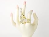 Urban Gold Gun Crystal Bling Rhinestone Adjustable Ring