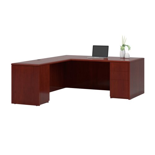 National Office Furniture Arrowood 87-1/2-Inch Long Wood Veneer Left L-Shaped Desk, Cordovan Walnut