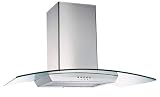 90cm Curved Glass Chimney Hood