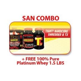 Tight Hardcore 72 Caps, Shredded 70 Caps & T3 180 Caps + FREE Platinum Whey 2240g