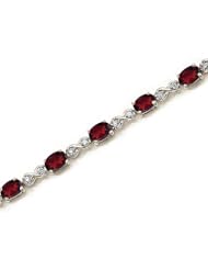 14K White Gold Oval Ruby and Diamond Bracelet