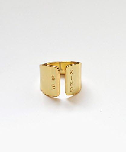 BE KIND hand stamped gold ring/ adjustable wide gold ring, gold cuff ring