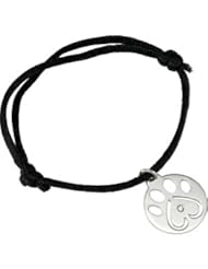 14K White Complete Bracelet With .02 Ct Black Cord 06.50-08.00 Inch