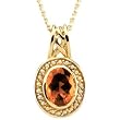 14K Yellow Gold Fire Opal and Pearl Pendant