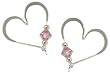 Beautiful 925 Silver Heart Dangle Hoop Earrings with Pink Swarovskii Crystal by Tomas