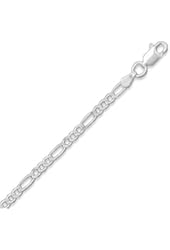 Sterling Silver 24 Inch Figaro Chain Necklace 3mm Wide With Lobster Clasp - JewelryWeb