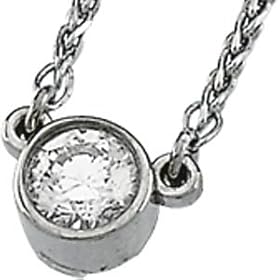14K White Gold Diamond Solitaire Necklace