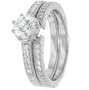 Sterling Silver Wedding Ring set with Round Cubic Zirconia in Prong setting
