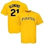 Majestic Pittsburgh Pirates #21 Roberto Clemente Gold Cooperstown Player T-shirt