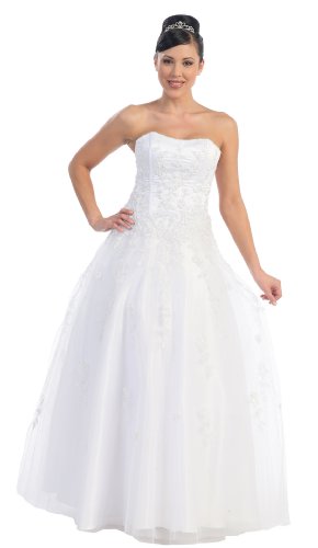 Ball Gown Formal Prom Strapless Wedding Dress #2634