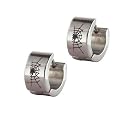 Stainless Steel Spider Web Mens Hoop Stud Earrings