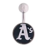 Oakland Athletics 316L Stainless Steel Belly Ring - 14G - 3/8 Inch Bar Length - Sold Individually