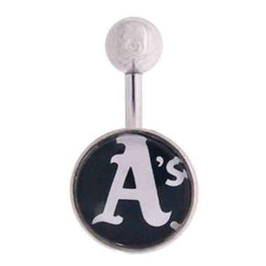 Oakland Athletics 316L Stainless Steel Belly Ring - 14G - 3/8 Inch Bar Length - Sold Individually