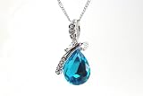 DaisyJewel Mother's Day Appreciation Celebration Eternal Love Teardrop - Stunning Aquamarine Blue Topaz Pear Pendant Set in 18K White Gold Plating with Diamond Like Clear Sparkling Swarovski Crystal Element Accents Hangs in Traditional Classic Fashion from an 18K White Gold Plated Silver 18 Delicate Adjustable Small Link Chain Necklace (Perfect for Anyone with a March Birthstone, Too!)