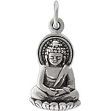 Small Sitting Young Buddha Pendant or Charm in Sterling Silver, #8440