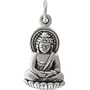 Small Sitting Young Buddha Pendant or Charm in Sterling Silver, #8440