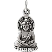 Sitting Young Buddha Pendant or Charm in Sterling Silver, #8440