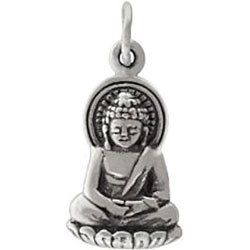 Small Sitting Young Buddha Pendant or Charm in Sterling Silver, #8440