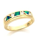 14K Australian Opal & Diamond Band