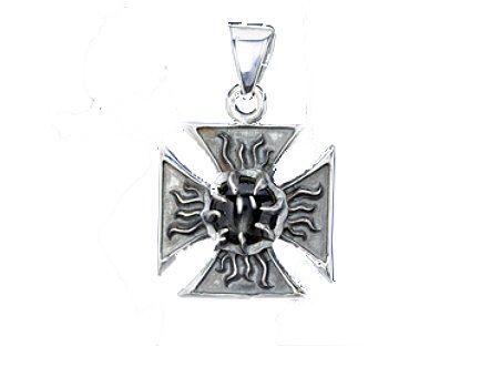 Anhänger Iron Cross Kreuz mit Sterndiopsid Edelstein Silber Schmuck