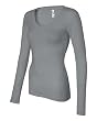 Ladies' Long Sleeve Sheer Rib Longer Length V-Neck T-Shirt