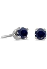 14k White Gold Round Sapphire Stud Earrings