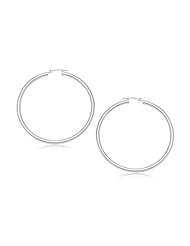 14K White Gold Polished Hoop Earrings (30 mm)