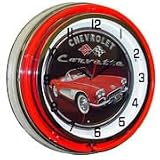 Chevrolet Corvette, Neon Clock, Bright Double 18 inch Neon