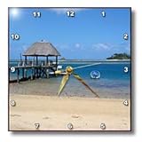 Exotic and Tropical Fiji Beach with Thatched Roof Pier - 10x10 Wall Clock