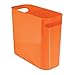 InterDesign Una Rectangular Trash Can with Handles, Waste Basket Garbage Can for Bathroom, Bedroom, Home Office, Dorm, College, 10-Inch, Orange