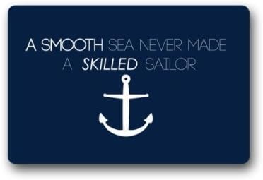 Fashional Nautical Anchor Machine Washable Doormat Indoor/Outdoor Non-slip 23.6(L) x 15.7(W) Inch Shower/Floor/Bathroom Mat Decor