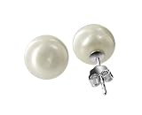 Sterling Silver 8mm Round White Fresh Water Cultured Pearl Ball Back Post Finding Stud Earrings