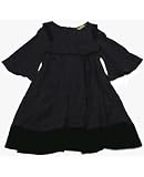 : Poesia *Sample* Navy V-Neck Silk Dress w/ Velvet Capped Sleeves