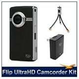 31uwhpTfM2L. SL160  Flip Video UltraHD Camcorder (Black), 120 Minutes Recording Time, 1280 x 720p HD MP4, 8GB Internal Memory, 2x Digital Zoom, 2 LCD, AA Battery Pack, Flip Video Power Adapter for Flip Ultra 2nd Gen, Flip Tripod for Flip Ultra and Mini Camcorders