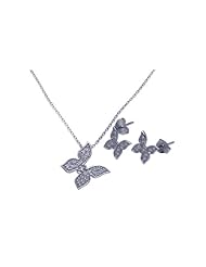 Nickel Free Sterling Silver Pendant & Earring Sets CZ Covered Butterfly CZ Set Pendant Dimensions: L16.4mm X W16.4mm Weight: 1.1Grams Earrings Dimensions: L11.3mm X W11.4mm Weight: .8Gram