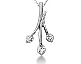 0.80CTW Diamond Three Stone Leaf Pendant in 18k White Gold