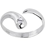 Solid 14K White Gold .01 Carat Genuine Diamond Toe Ring