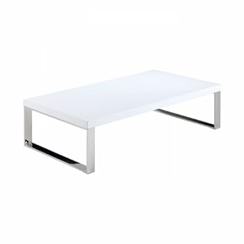 Table basse rectangulaire laqué blanc et acier NORMA