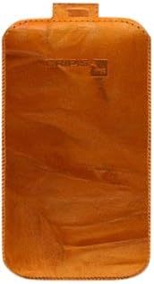 Gripis 2108055436 Handmade Leather Pouch with Pull Tab for Sony Xperia X10 Mini Pro - Retail Packaging - Orange