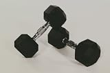 Set of 8-Sided Rubber Encased Dumbbells with Chrome Steel Contoured Handle - 5-50 Pound in 5 Pound Increments