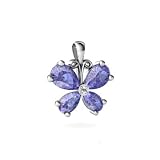 14K White Gold Pear Genuine Tanzanite Butterfly Pendant